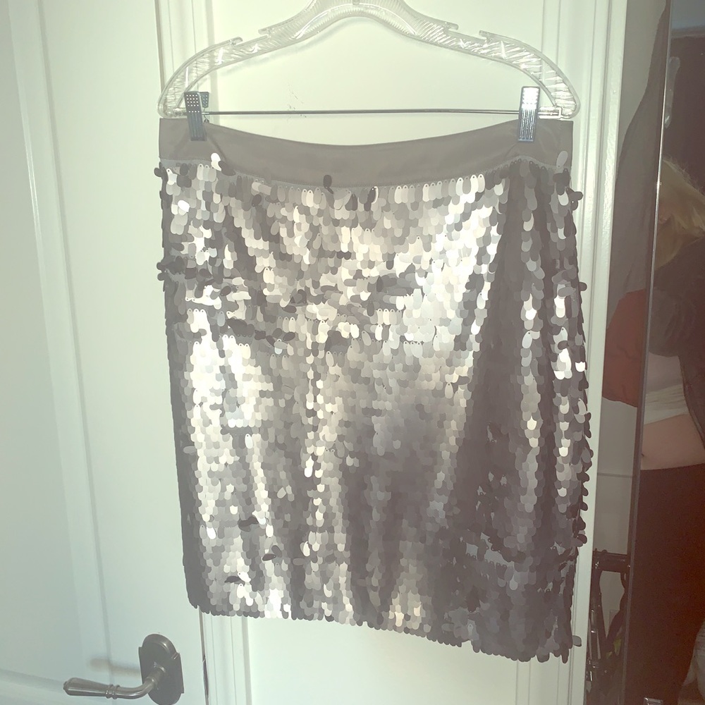 Hand stitched sequin silver metallic skirt!